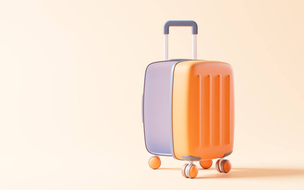 Cartoon style luggage with travel theme, 3d rendering. Digital drawing. - Photo, image