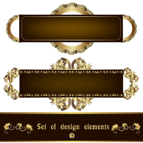 Labels with gold filigree ornament - Vector, Imagen