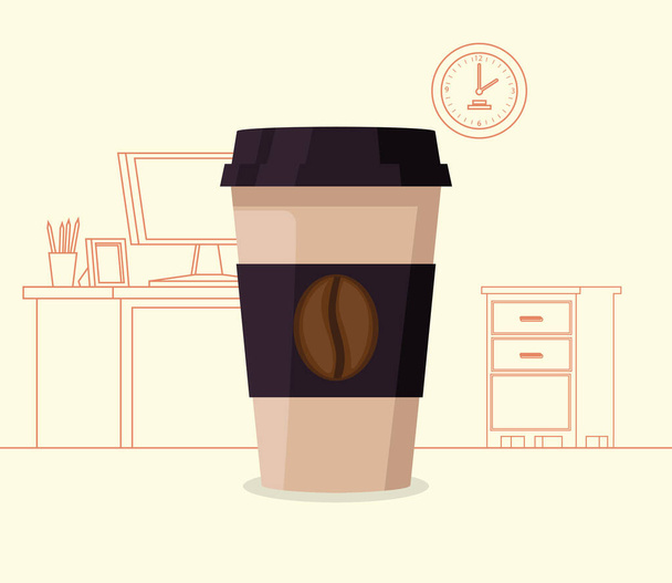 coffee in take away pot icon - Vektor, obrázek