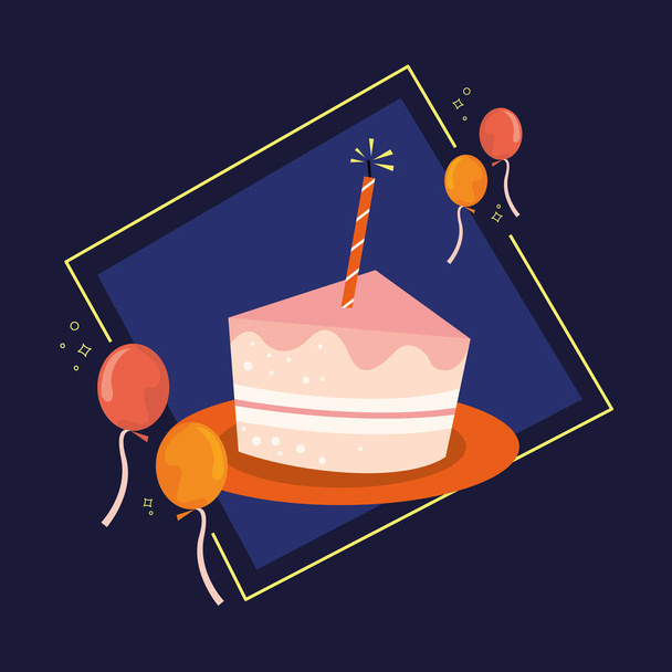 születésnapi torta lufikkal hélium ünneplés - Vektor, kép