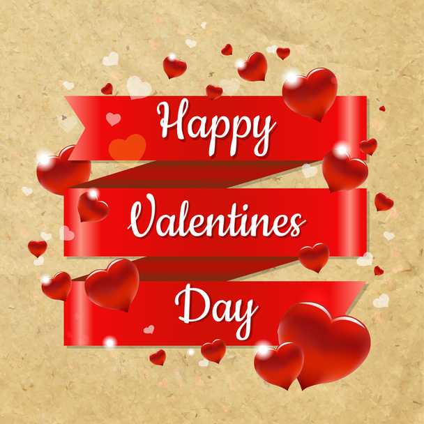 Valentines Day Retro Card - Vector, imagen
