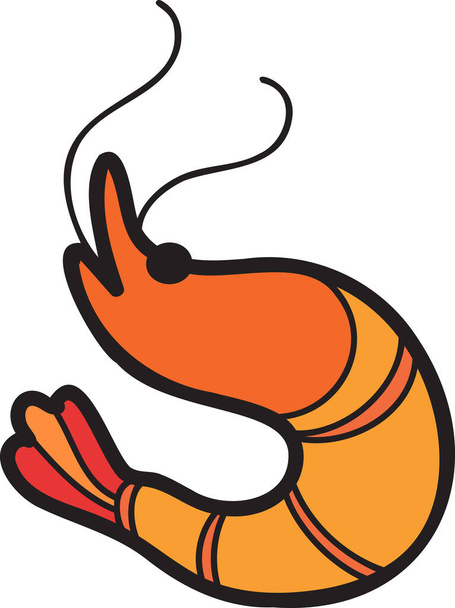 Hand Drawn boiled shrimp or Thai food illustration isolated on background - Vector, Image