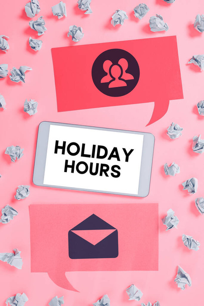 Exhibición conceptual Horas de vacaciones, pago del bono del concepto del Internet que un empleado recibe el trabajo en el día alto - Foto, imagen