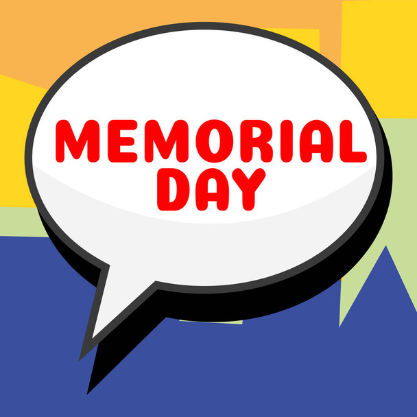Konceptuální titulek Memorial Day, Slovo pro uctění a připomenutí těch, kteří zemřeli ve vojenské službě - Fotografie, Obrázek