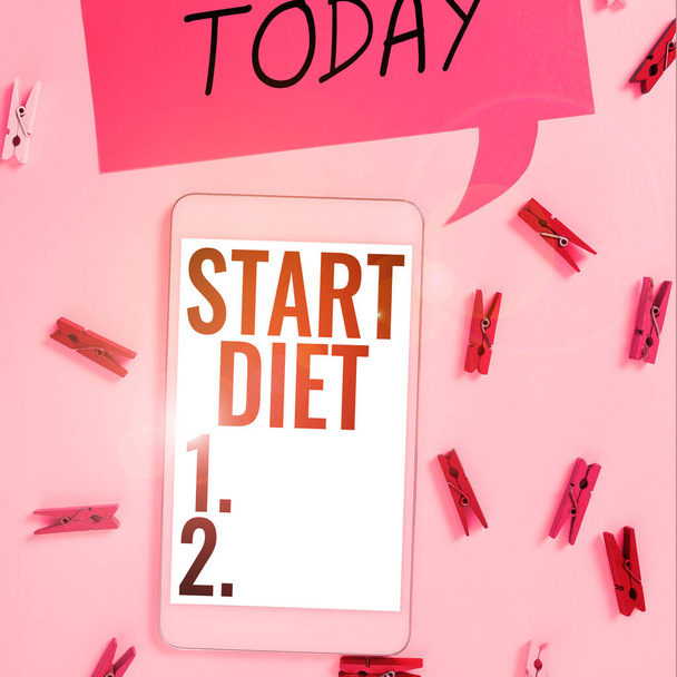 Konceptuální titulek Start Dieta, Obchodní přehled speciální jídlo, na které se osoba omezuje - Fotografie, Obrázek