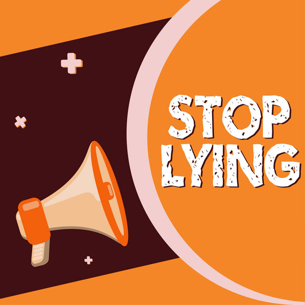 Handschriftliches Zeichen Stop liying, Geschäftsübersicht beendet chronisches Verhalten des zwanghaften oder gewohnheitsmäßigen Lügens - Foto, Bild