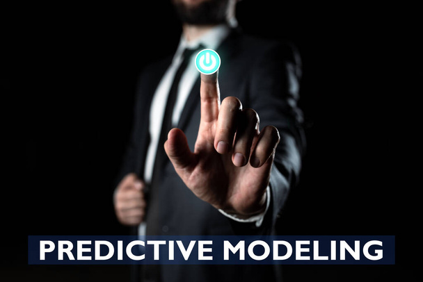 Inspiratie toont teken Predictive Modeling, Internet Concept onderhoudsstrategie gedreven door predictive analytics - Foto, afbeelding
