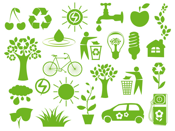 Conjunto de ícones ecológicos
 - Vetor, Imagem