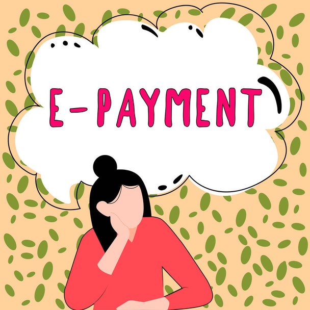 Schrijven weergeven van tekst E Betaling, Woord Geschreven op eenvoudig gedefinieerd als online betaling van de goederen of diensten - Foto, afbeelding