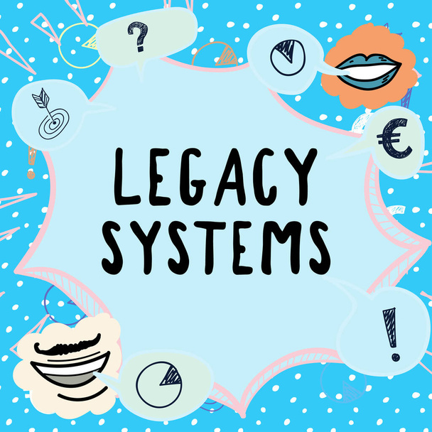Εγγραφείτε επιδεικνύοντας Legacy Systems, Εννοιολογική φωτογραφία παλιό σύστημα υπολογιστών τεχνολογία μέθοδο ή πρόγραμμα εφαρμογής - Φωτογραφία, εικόνα