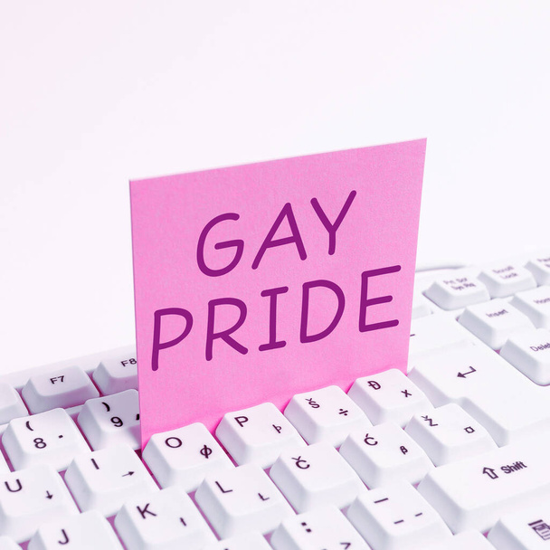 Χειρόγραφο κείμενο Gay Pride, Επιχειρηματική ιδέα Αξιοπρέπεια ενός ατόμου που ανήκει είτε σε άνδρα είτε σε γυναίκα - Φωτογραφία, εικόνα