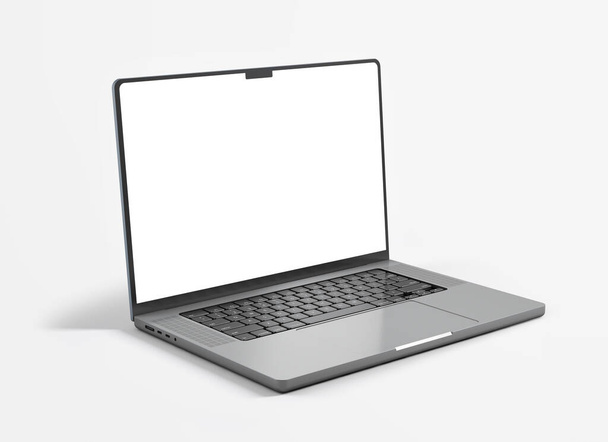 Portátil con pantalla en blanco aislada sobre fondo blanco - Foto, Imagen