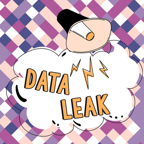 Texto que mostra inspiração Data Leak, abordagem de negócios divulgou transmissão ilegal de dados de uma empresa externamente - Foto, Imagem