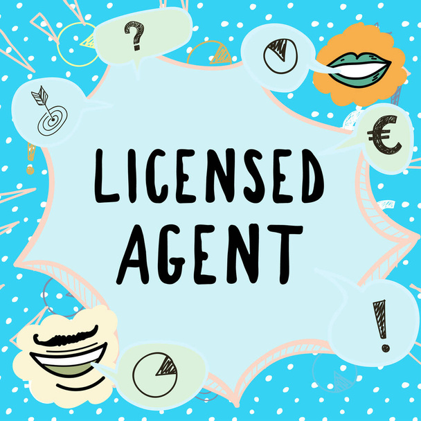 Firma mostrando Agente con licencia, Concepto de negocio Vendedor autorizado y acreditado de pólizas de seguro - Foto, imagen