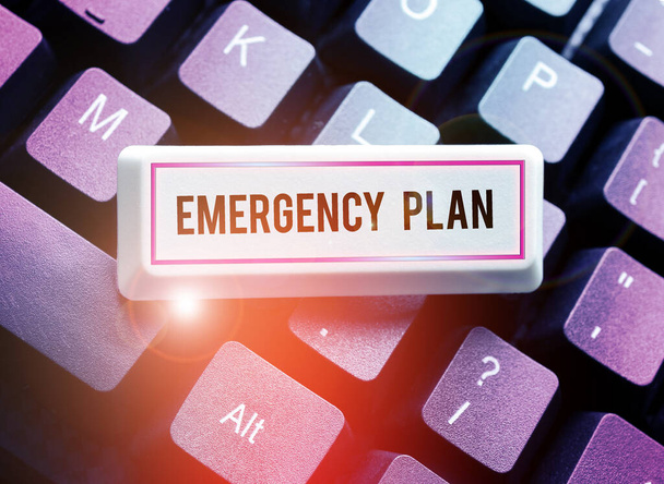 Text caption presenting Emergency Plan, Business idea Procedures for response to major emergencies Be prepared - Photo, Image