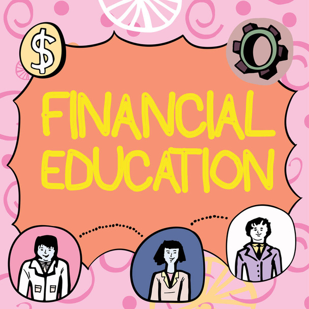Exibição conceitual Educação Financeira, Ideia de negócio Entendimento Áreas monetárias como Finanças e Investimentos - Foto, Imagem