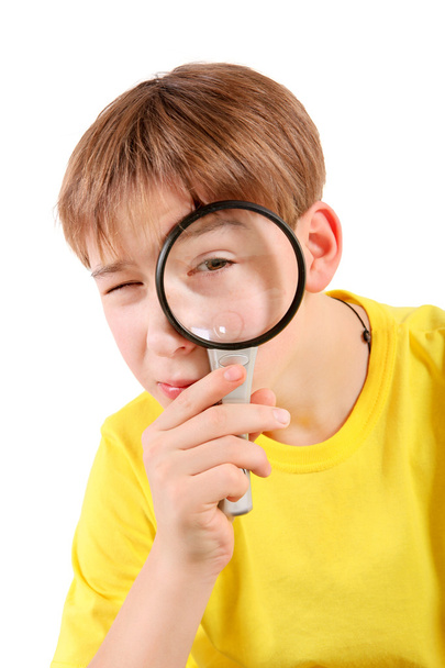 Teenager with Magnifying Lens - Photo, image