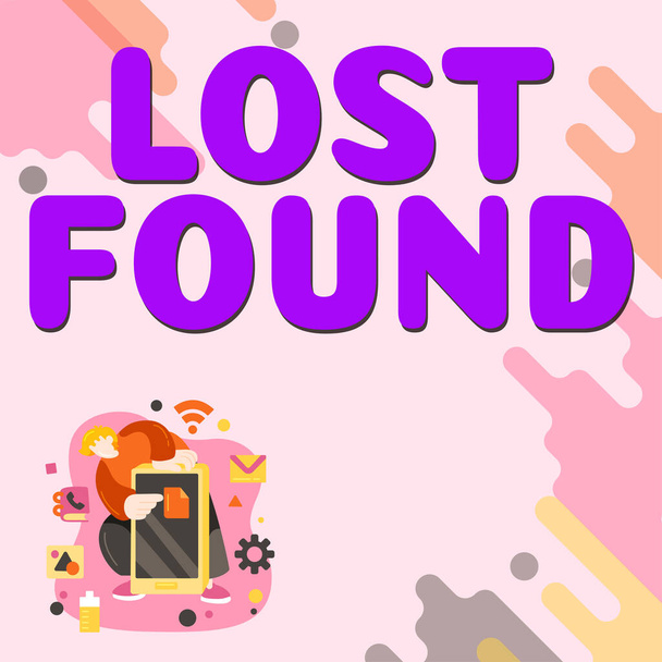 Text rukopisu Lost Found, Internet Concept Věci, které tu zůstaly a mohou být vráceny majiteli - Fotografie, Obrázek
