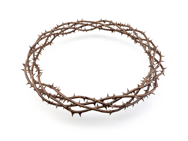Ramos de espinhos tecidos em uma coroa retratando a crucificação renderização 3D - Foto, Imagem