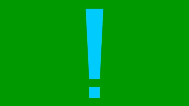 Animated blue symbol of exclamation mark. Looped video. Concept of warning, attention, information. Vector illustration isolated on a green background. - Footage, Video