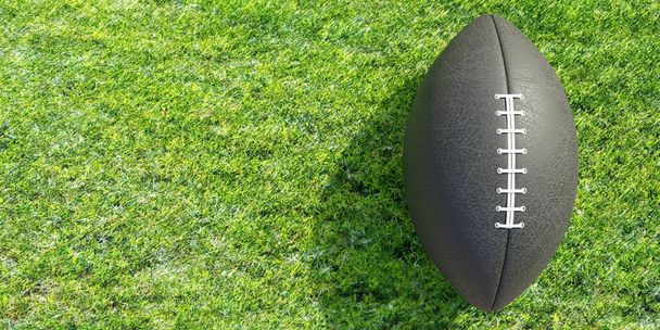 Amerikaans voetbal bal op een weelderig groen grasveld - Foto, afbeelding