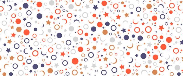 Circular and starry pattern in orange and gray color on a white background. Flat style design. Image for textile print, ceiling decoration, wallpaper, wrapping paper, wall decor. - Foto, imagen