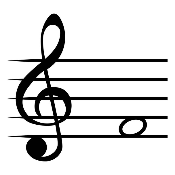 Note fa f music staff lines, G clef solfege note - Vector, Image