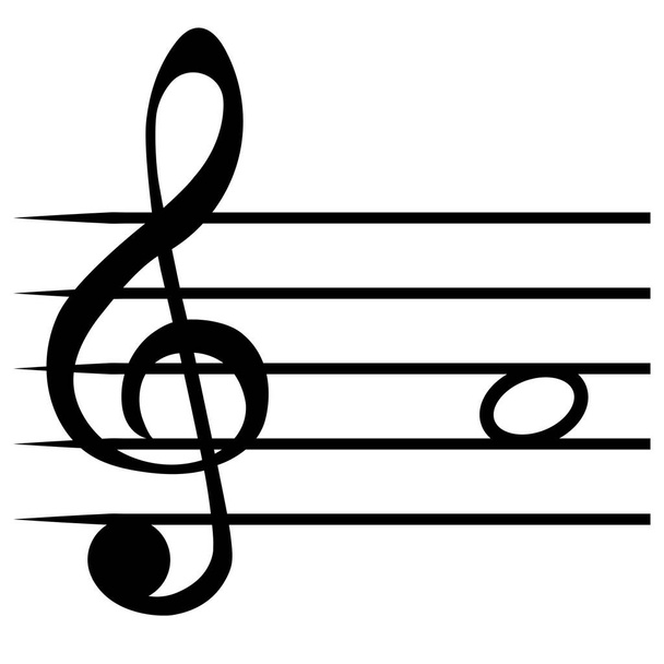 Nota A la music staff lines G clef solfege note - Vetor, Imagem