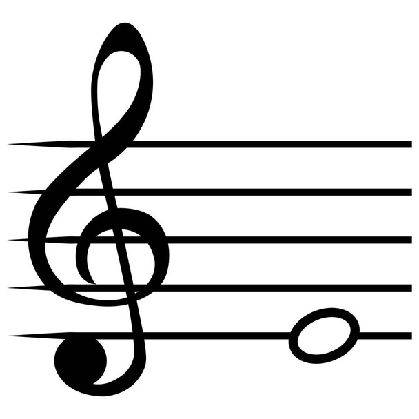 Note E mi music staff lines G clef solfeggio note - Вектор,изображение
