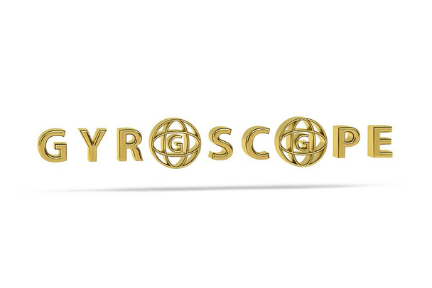 Złota ikona żyroskopu 3d izolowana na białym tle - renderowanie 3d - Zdjęcie, obraz