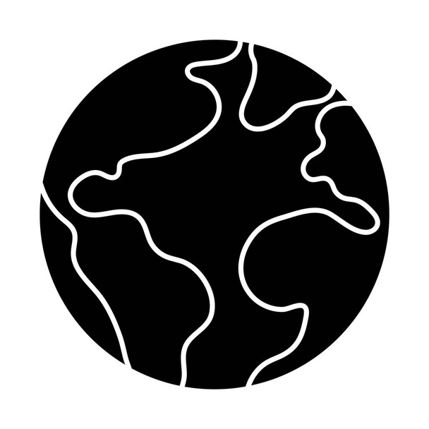 Силуэт векторной планеты Земля. Пространственная черная трафаретная иллюстрация. Экологически чистая теневая икона с земным шаром. Экологическая или астрономическая концепция - Вектор,изображение