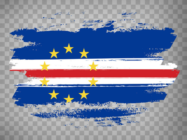 Flag of  Cape Verde brush stroke background.  Flag Cape Verde on transparent background for your design, app, UI.  Stock vector. EPS10. - Vector, Image