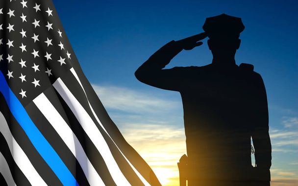 Thin Blue Line. National Law Enforcement Appreciation Day. EPS10 vector - Vetor, Imagem