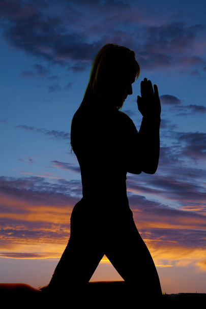Silhouette woman doing yoga - Photo, Image