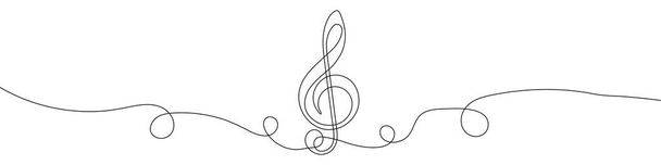 Continuous line drawing of treble clef. Music note one line icon. One line drawing background. Vector illustration. Line art of treble clef - Vector, Image