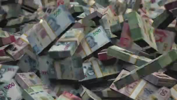 Mexikanischer Peso. Mexiko Stacked Money Bundles MX $MXN 3D Render - Filmmaterial, Video