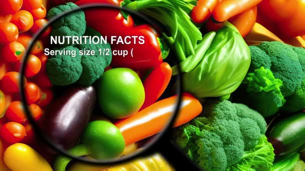 Información nutricional sobre varias verduras - Metraje, vídeo