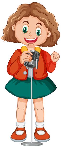 Singer girl cartoon character isolated illustration - Vector, Image