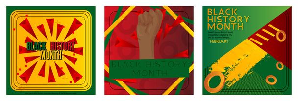 Luxe deluxe Black History Maand (in februari) Poster Collection. Set abstracte evenementsjabloon voor website, banner, boekomslag, presentatie. - Vector, afbeelding