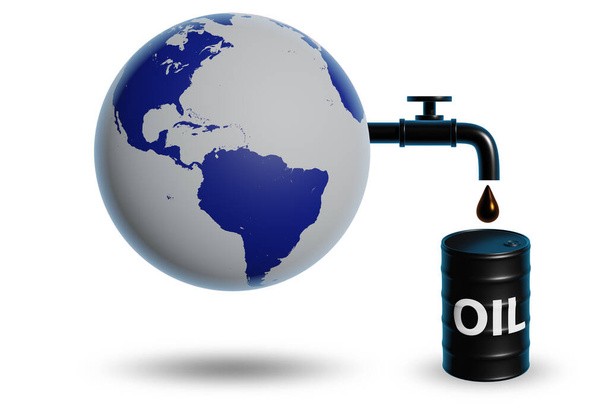 Concepto del negocio global del petróleo - 3d rendering - Foto, imagen