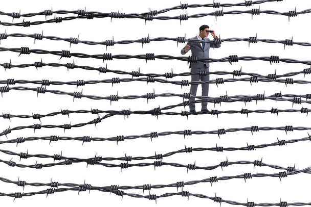 Businessman in the barbed wire concept - Photo, Image