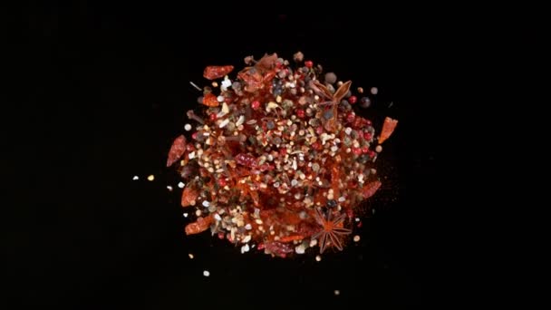 Super Slow Motion Shot of Flying and Rotating Colorful Mix Spices at 1000fps. Filmed with High Speed Cinema Camera at 4K. - Footage, Video