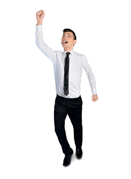 Business man winner hand up - Foto, Imagen
