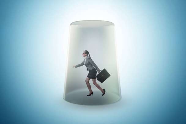 Businesswoman trapped in the transparent glass - Photo, image