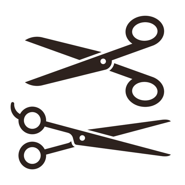 Ciseaux et ciseaux de coiffure isolés sur fond blanc - Vecteur, image