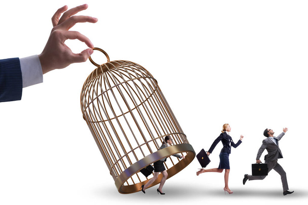 Business people and the golden cage concept - Photo, Image