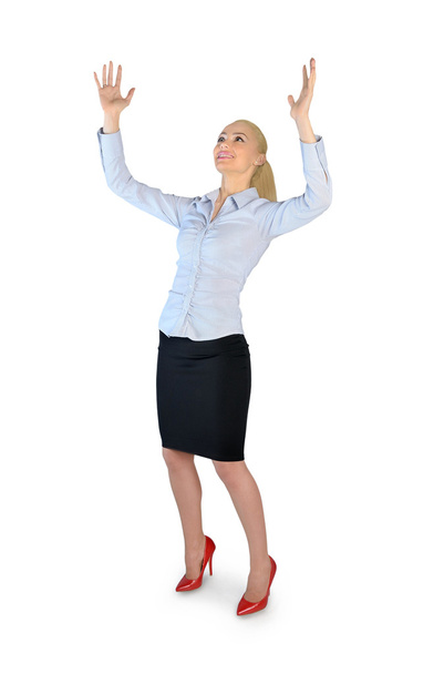 Business woman lifting something - Zdjęcie, obraz