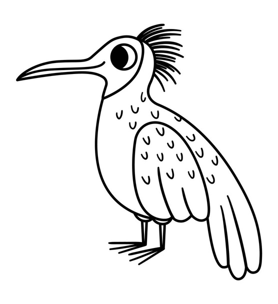 Διάνυσμα ασπρόμαυρη εικόνα ibis δάσους. Εικονογράφηση απειλούμενων ειδών. Χαριτωμένο εξαφανισμένο ζώο. Αστεία απεικόνιση άγριων πουλιών για παιδιά. Έννοια προστασίας της φύσης ή χρωματισμός pag - Διάνυσμα, εικόνα