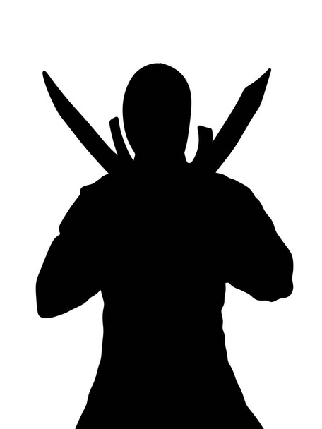 illustration of a silhouette of a man with a sword - Foto, imagen