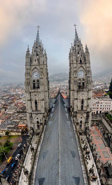 Historic center of Quito, with the Basilica of the National Vote in the background. Ecuador - Photo, Image